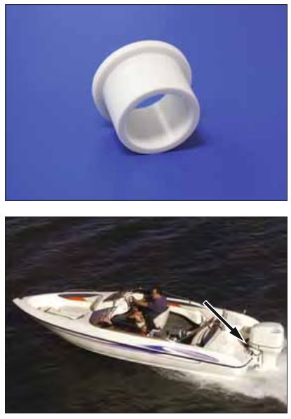 Gleitlagerbuchse in der Motoraufhängung eines Sportbootes